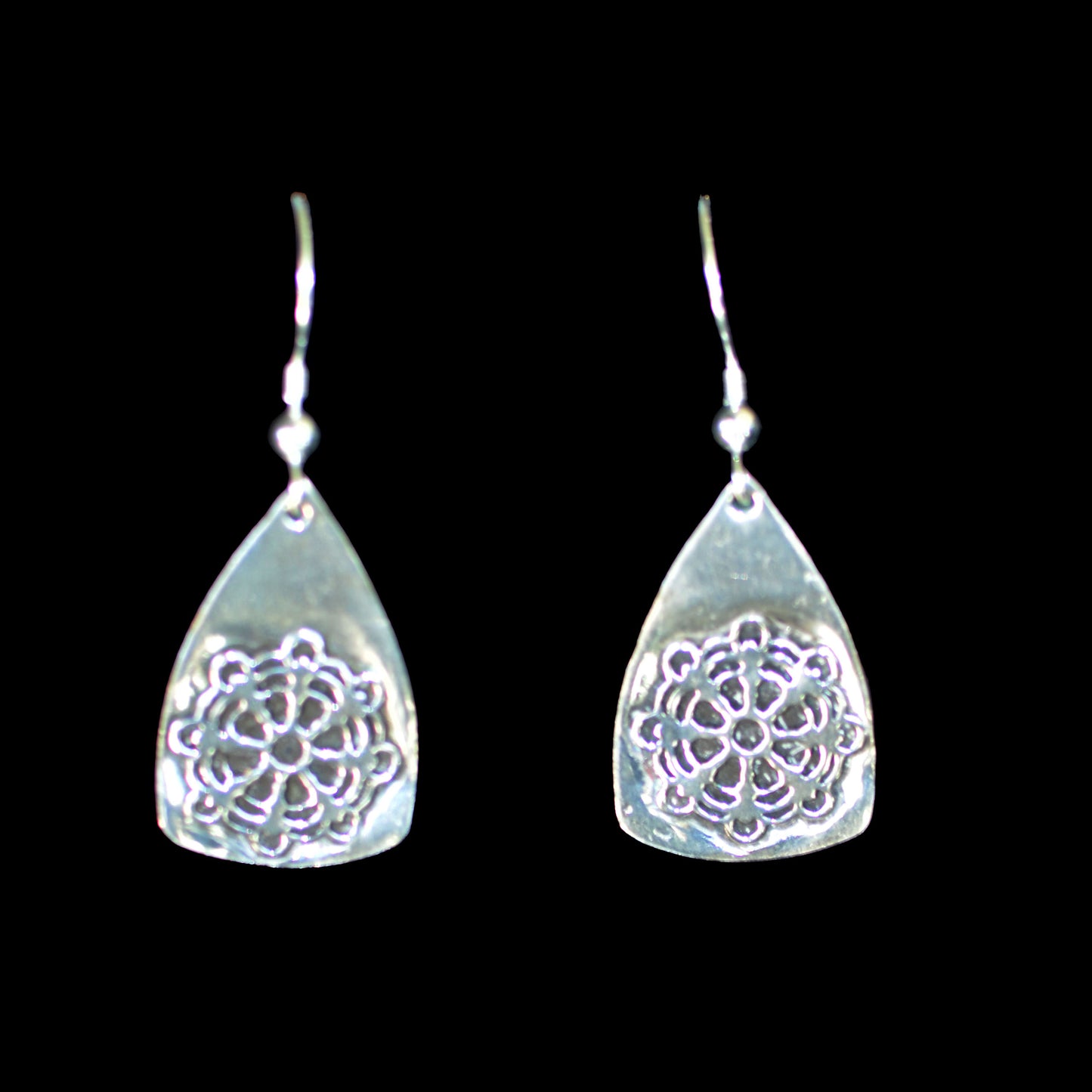 Ship's Wheel Earrings Fine Silver