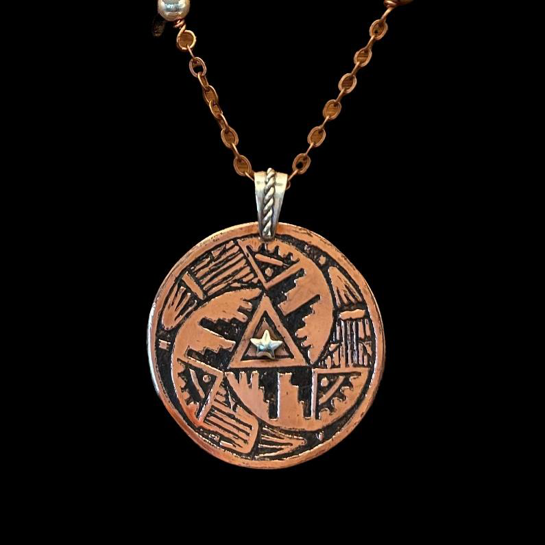 Copper Etched Star Pendant