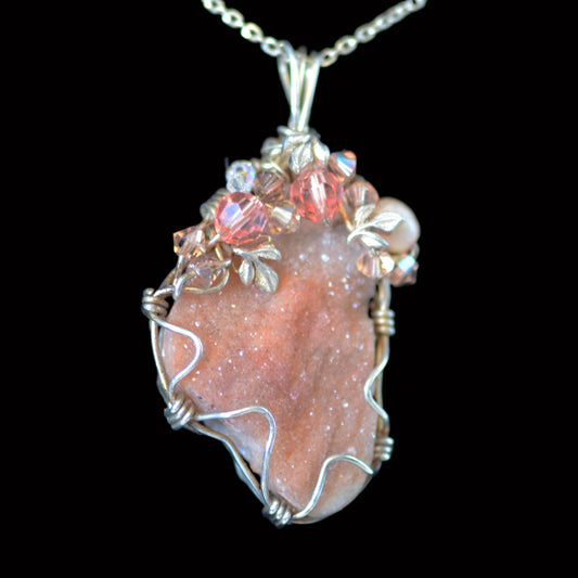Peach Drusy Pendant