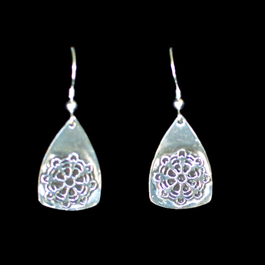 Ship's Wheel Earrings Fine Silver