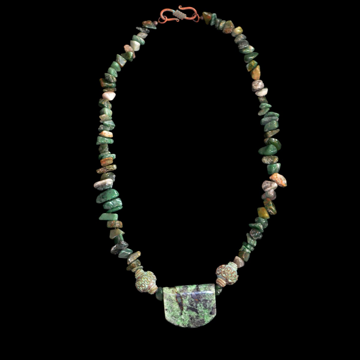 Variscite and Patina Copper Beads Necklace