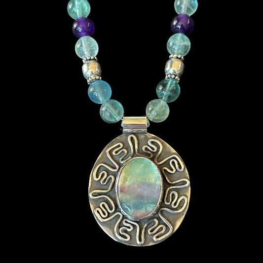 Fluorite Maze Necklace- Fluorite and Amethyst