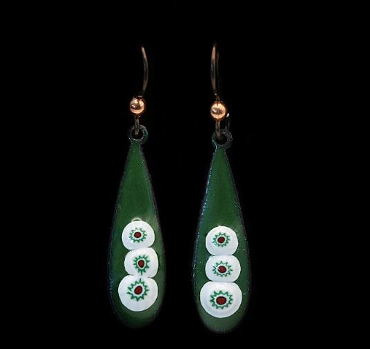 Vibrant green millefiori earrings