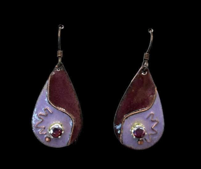 Lavender and garnet earrings