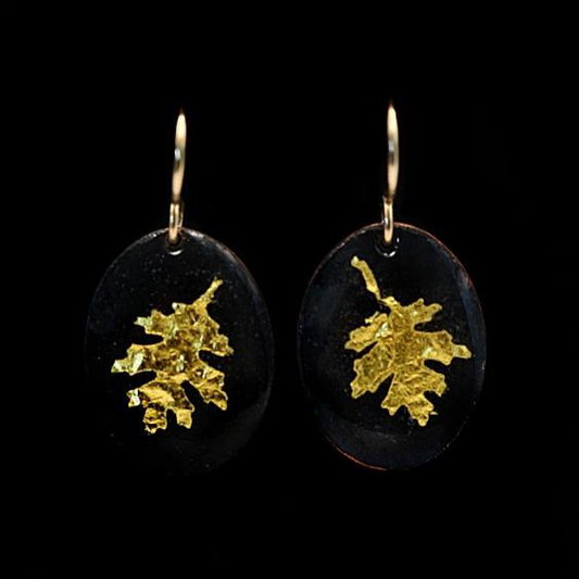 24K gold foil maple leaf earrings