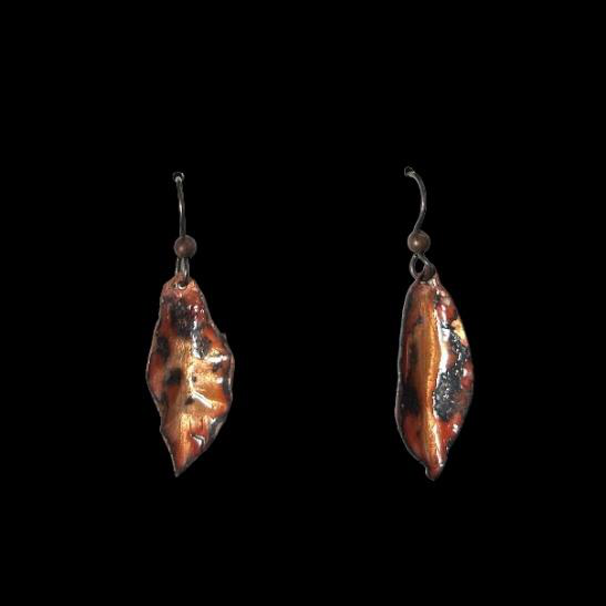 Wax yellow fold formed leaf earrings