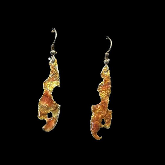 Melted silver and enamel earrings