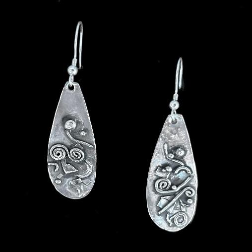 Abstract sterling silver drop earrings