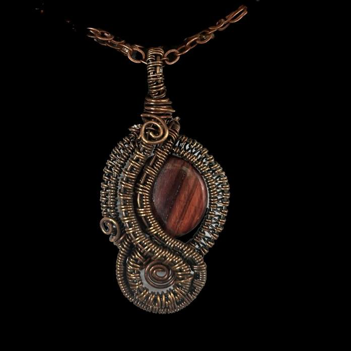 Red Tiger Eye Woven Pendant