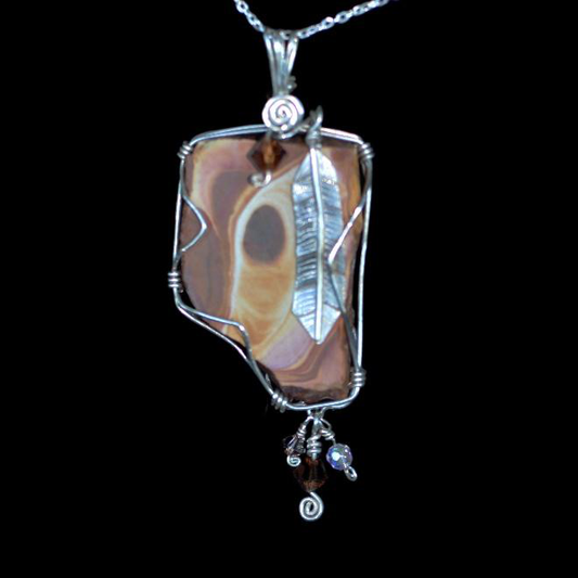 Sandstone Wire Woven Pendant - Natural Sandstone