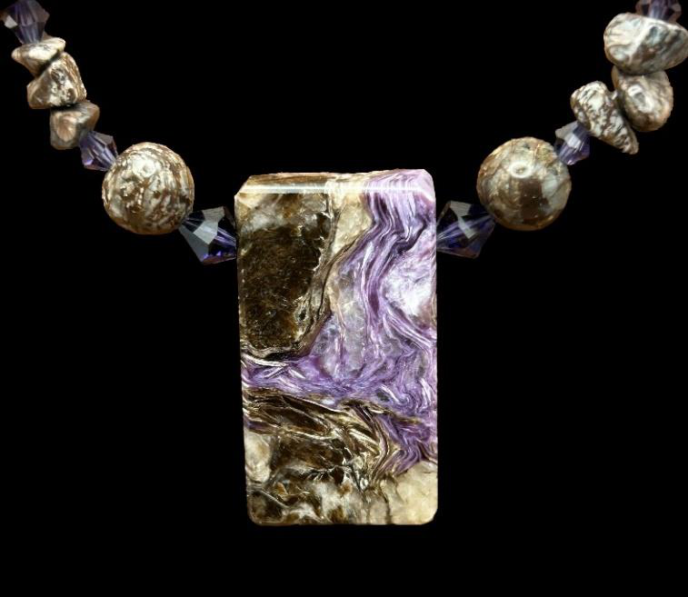 Charoite Necklace with Crystal